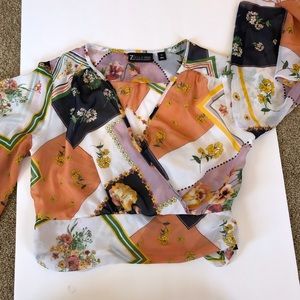 70s style shimmy bell sleeve top